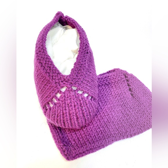 NWT Hand Knit Ladies House Slippers in Royal Purple Size Large - Picture 5 of 6